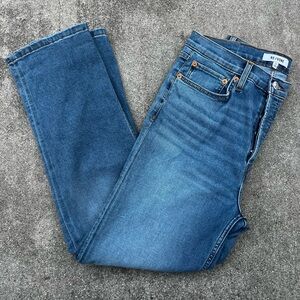 RE/DONE Women's High Rise Straight Leg Vintage Faded Blue Jeans Size 28